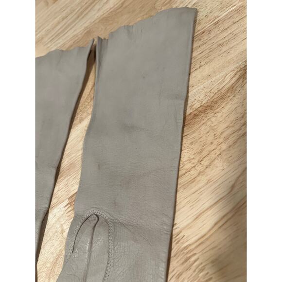 Vintage Dainty Long Leather Gloves Taupe Small JL - Picture 3 of 14